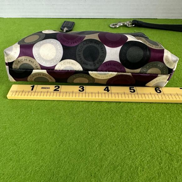 Coach wristlet leather trimmed, satin purple interior w charm - Perfect new - Picture 7 of 11